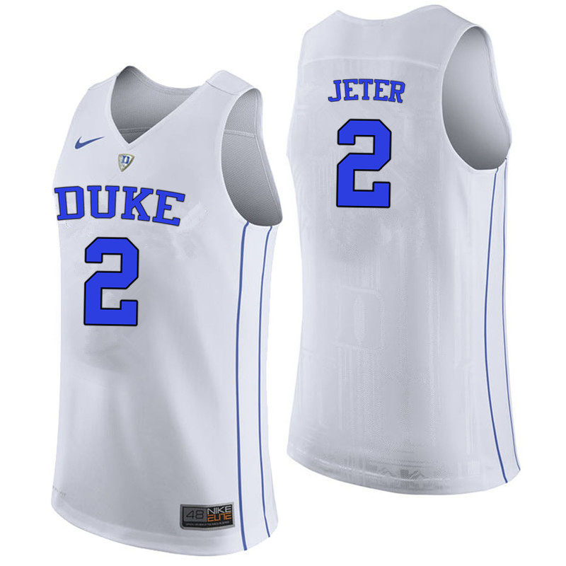 Duke Blue Devils #2 Chase Jeter College Basketball Jerseys-White